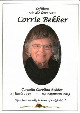BEKKER-Cornelia-Carolina-Nn-Corrie-1933-2015-F