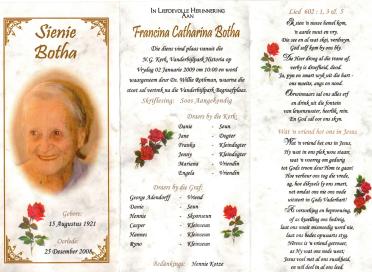 BOTHA-Francina-Catharina-Nn-Sienie-1921-2008-F