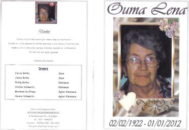 BOTHA-Helena-Susanna-Nn-Lena-1922-2012-F