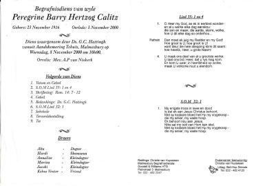 CALITZ-Peregrine-Barry-Hertzog-1916-2000-M