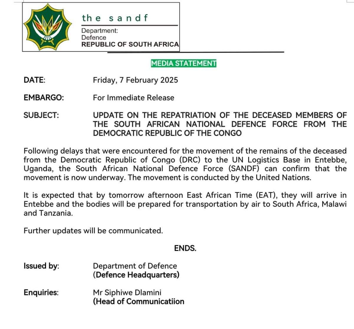20250207-SANDF-MediaStatementDRC.Deceased