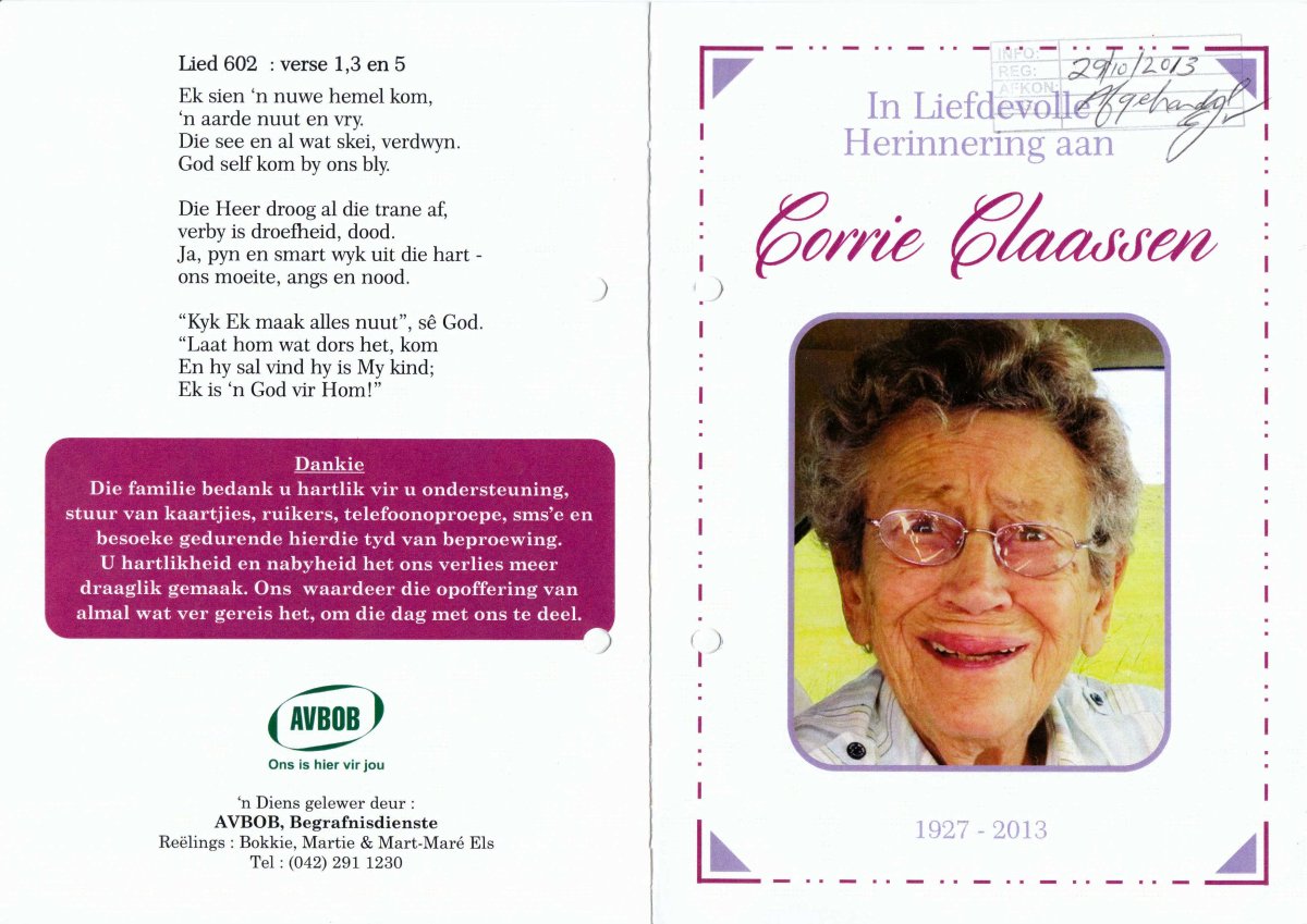 CLAASSEN-Cornelia-Susanna-Nn-Corrie-1927-2013-F_1