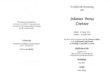 COETZEE-Johannes-Petrus-1931-2005-M