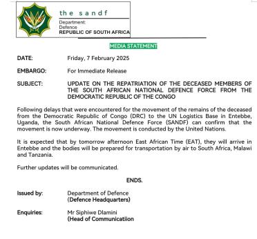20250207-SANDF-MediaStatementDRC.Deceased