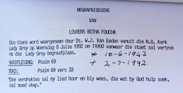 FOUCHÉ-Lourens-Botha-1942-1992-M