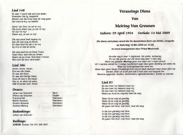 GREUNEN-VAN-Meiring-1924-2009-M