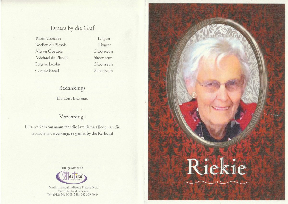 GROBLER-Riekie-1930-2018-F-01