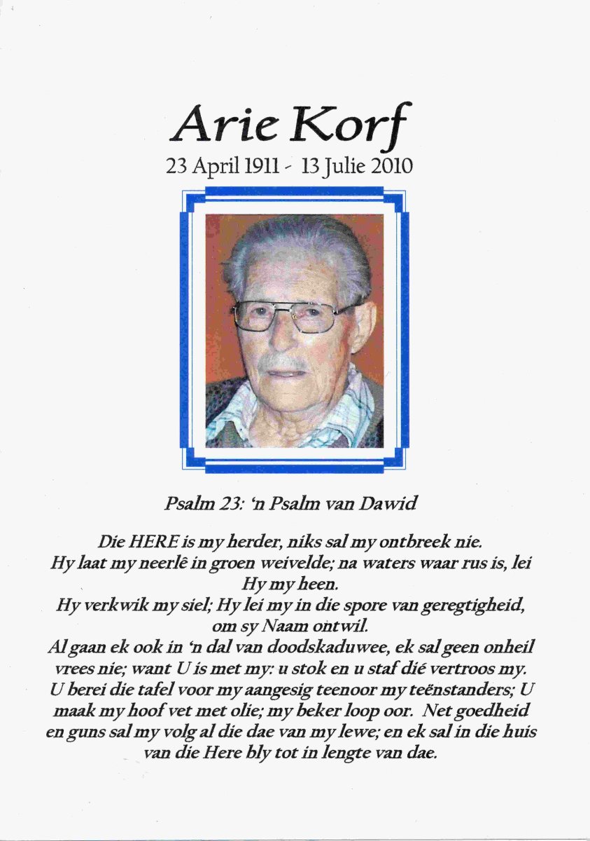 KORF-Arie-Willem-Nn-Arie-1911-2010-M-1