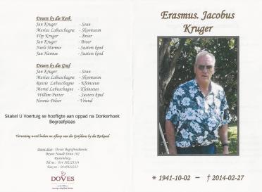 KRUGER-Erasmus-Jacobus-1941-2014-M