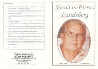 LANDSBERG-Jacobus-Petrus-1932-2010-M