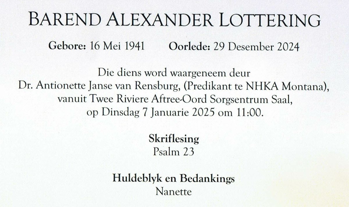 LOTTERING-Barend-Alexander-Nn-Barry-1941-2024-M-97