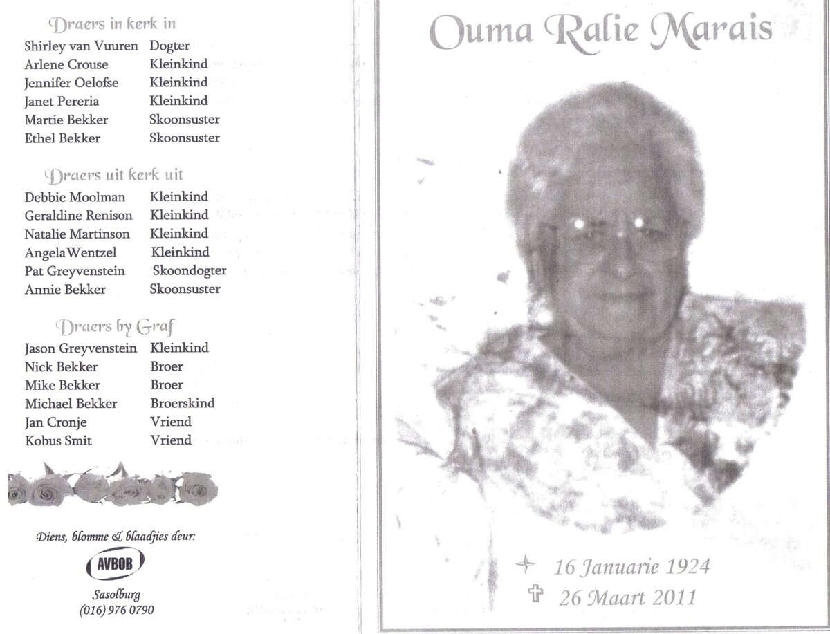 MARAIS-Engela-Dorathea-Maria-nee-Bekker-Nn-Ralie-nee-Bekker-X-Greyvenstein-1924-2011-F_1