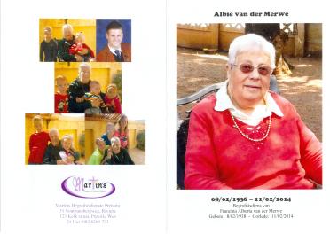 MERWE-VAN-DER-Francina-Alberta-Nn-Albie-1938-2014-F