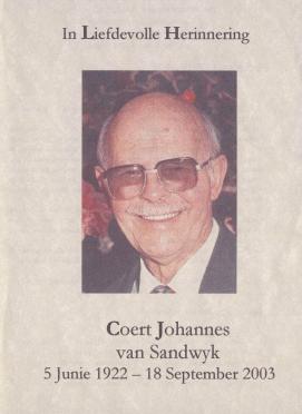 SANDWYK-VAN-Coert-Johannes-1922-2003-M