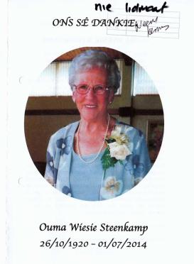 STEENKAMP-Wiesie-1920-2014-F