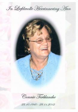 TERBLANCHE-Cornelia-Dorothea-Nn-Connie-néé-Saayman-1940-2012-F