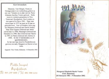 VENTER-Margaret-Elizabeth-Bartie-Nn-Margie-nee-Hamman-1901-2002-GGSA.NoordWesVersameling-F